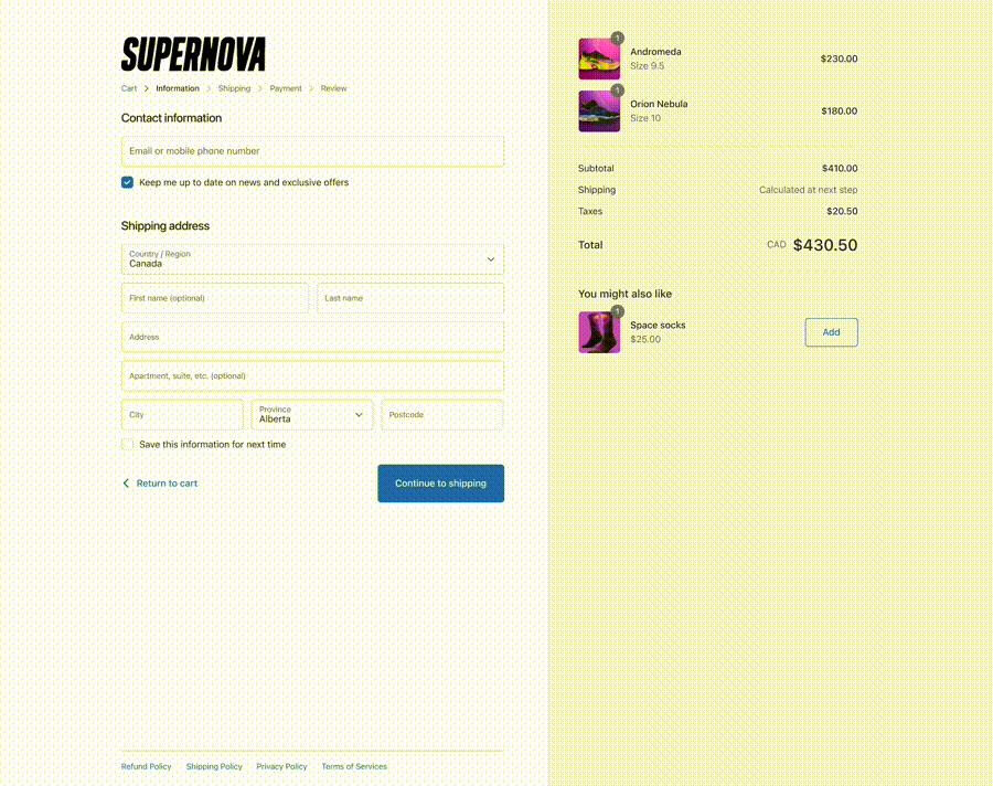 Shopify checkout extensibility branding API